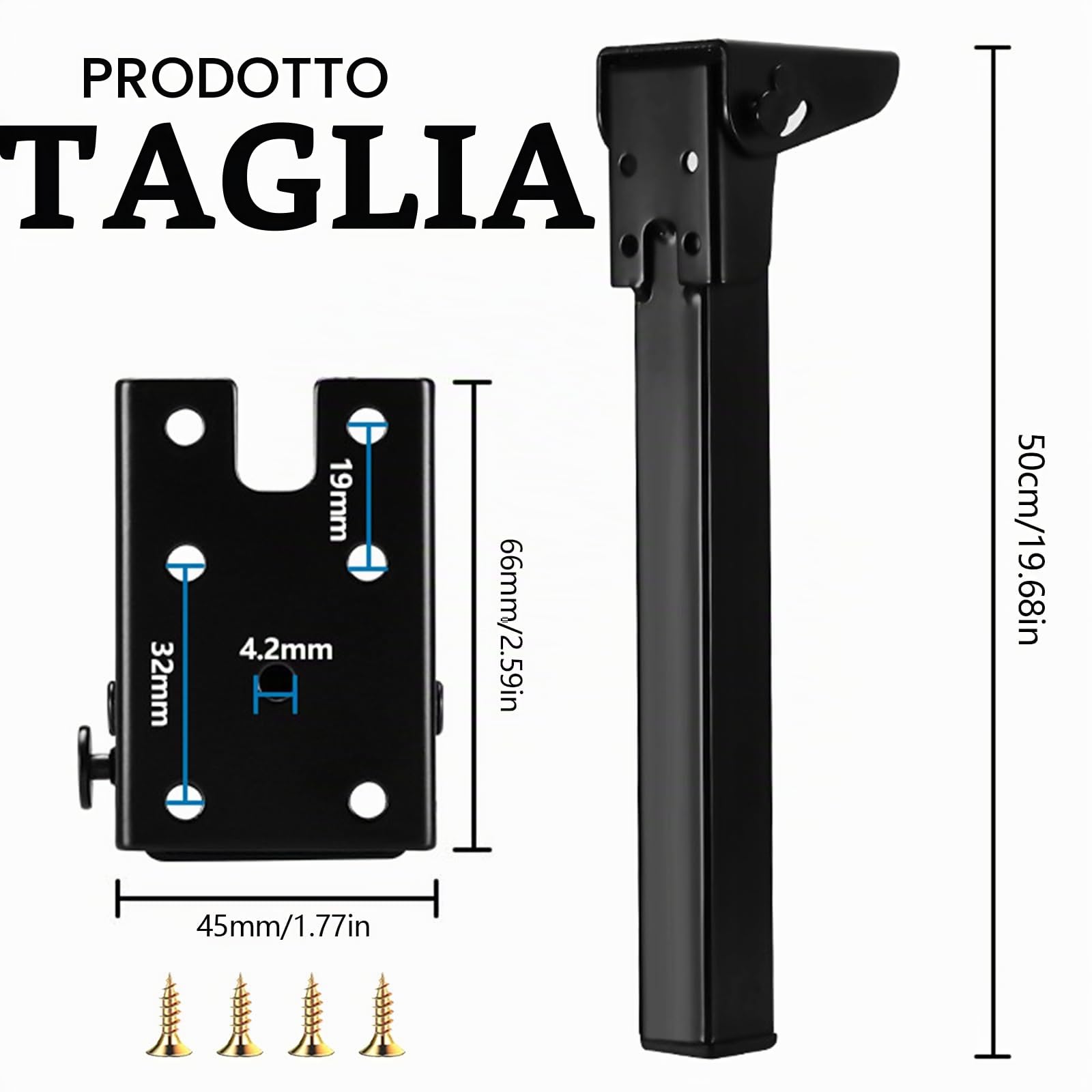 4PCS Gambe Da Scrivania In Metallo, 50CM Gambe Da Tavolo Pieghevoli Da Gambe Di Supporto Per Mobili Piedini Per Mobili Con Protezioni Per Il Pavimento Per Letto Mobili Divani Letti Scrivania