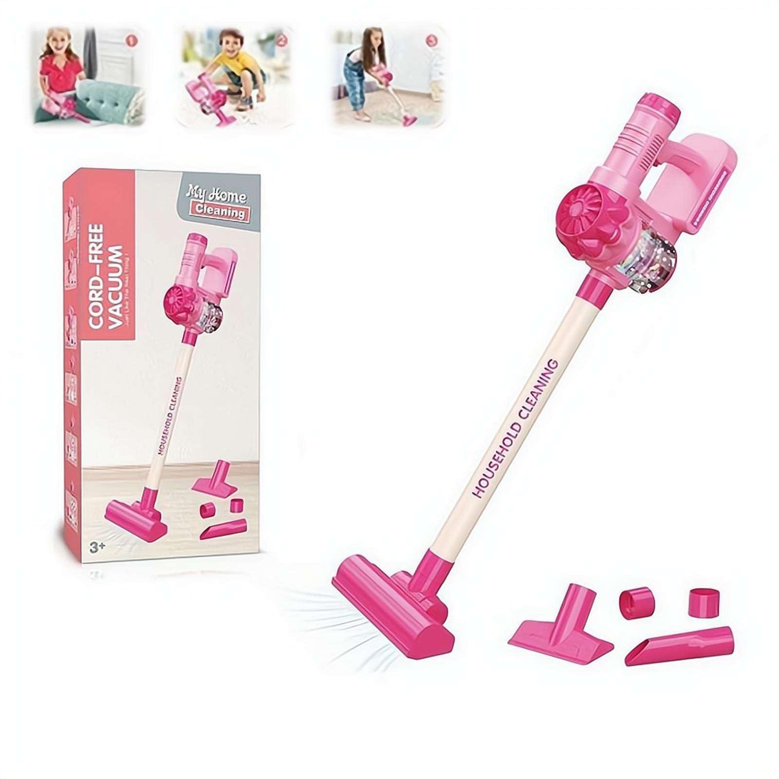Toy Vacuum for Toddlers 3+ Year Old Girls Boys, Pretend Play Kids Cleaning Set with Bead Swirl Action, No Mess Cordless Sweeper Role Play Game, Lightweight 21" Handle, Safe PLA Material