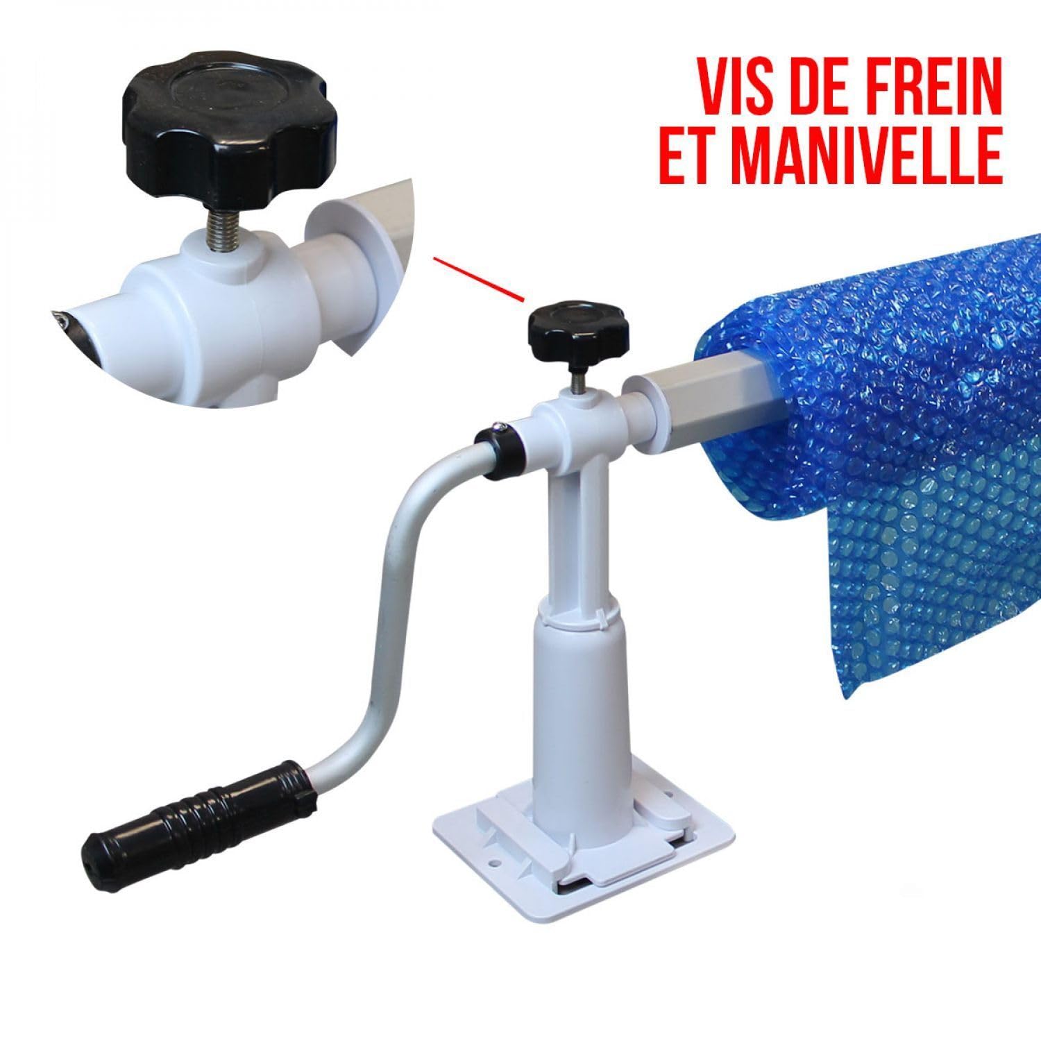 Linxor - Enrouleur de bâche à Bulles pour Piscine Hors Sol Extensible de 1.37m à 6.15m avec Pinces