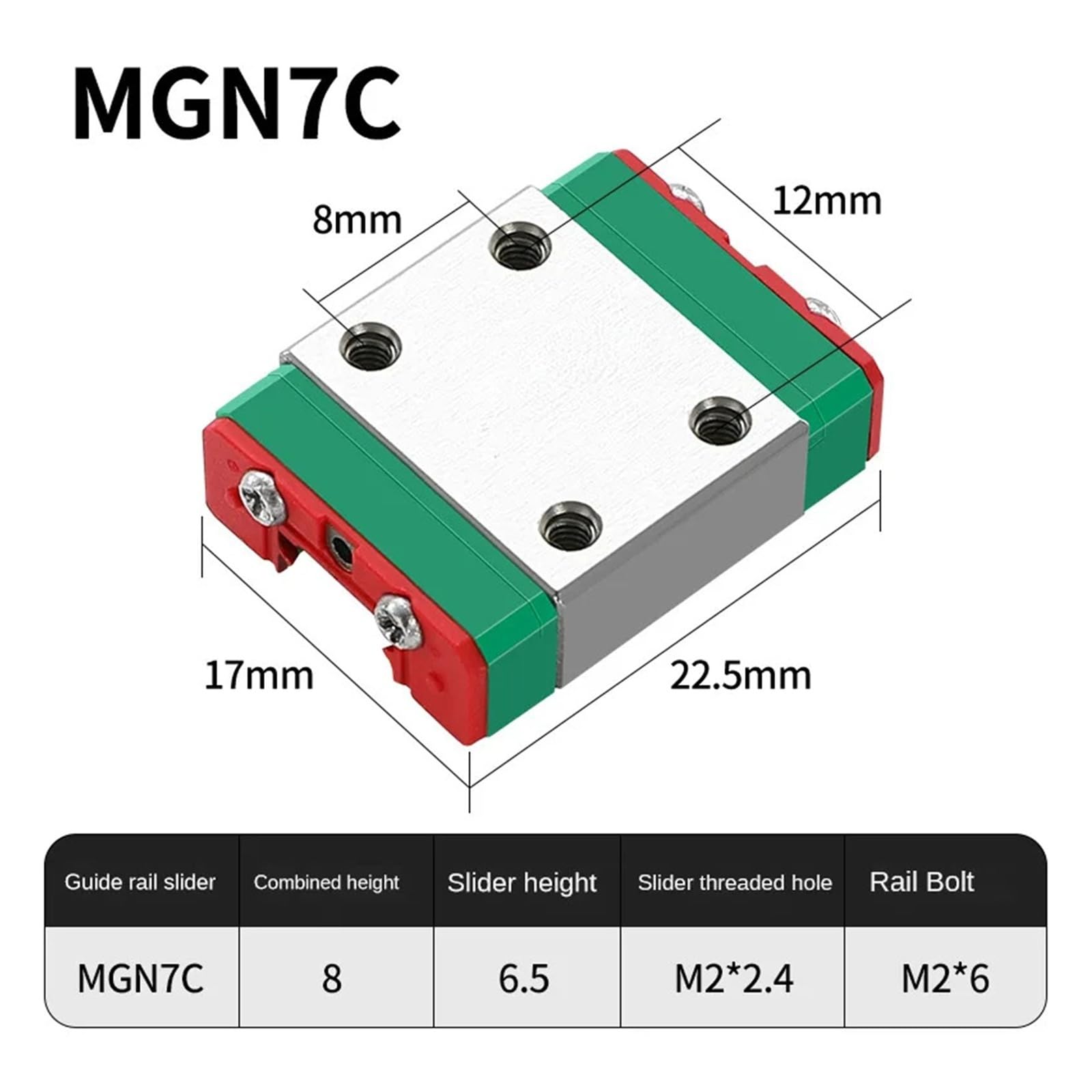 MGN7 MGN12 MGN15 MGN9 300 350 400 450 500 600 800 mm miniaturowa prowadnica liniowa 1Cnc + 1 łożysko liniowe wózek SS (MGN12C, 550MM)