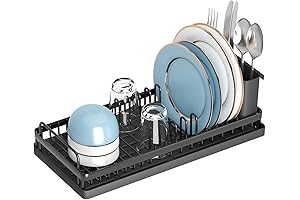Compact Small Dish Drying Rack with Silicone Mats