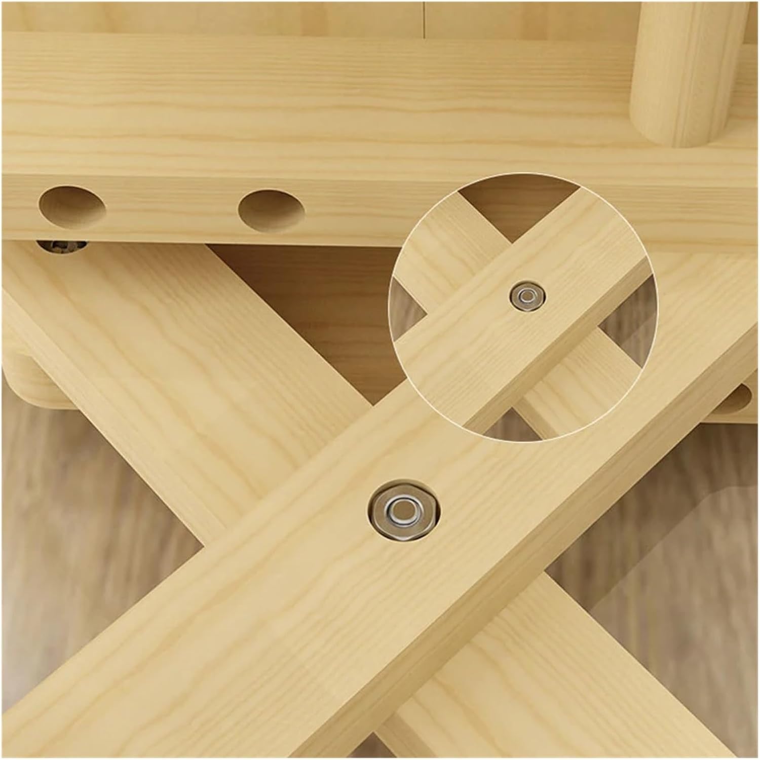 Foot Stool Folding Solid Wooden Stool Chair Portable Train Fold Stools Adult Organizing Small Chair Foldable Bench Furniture for Living Room, Bed