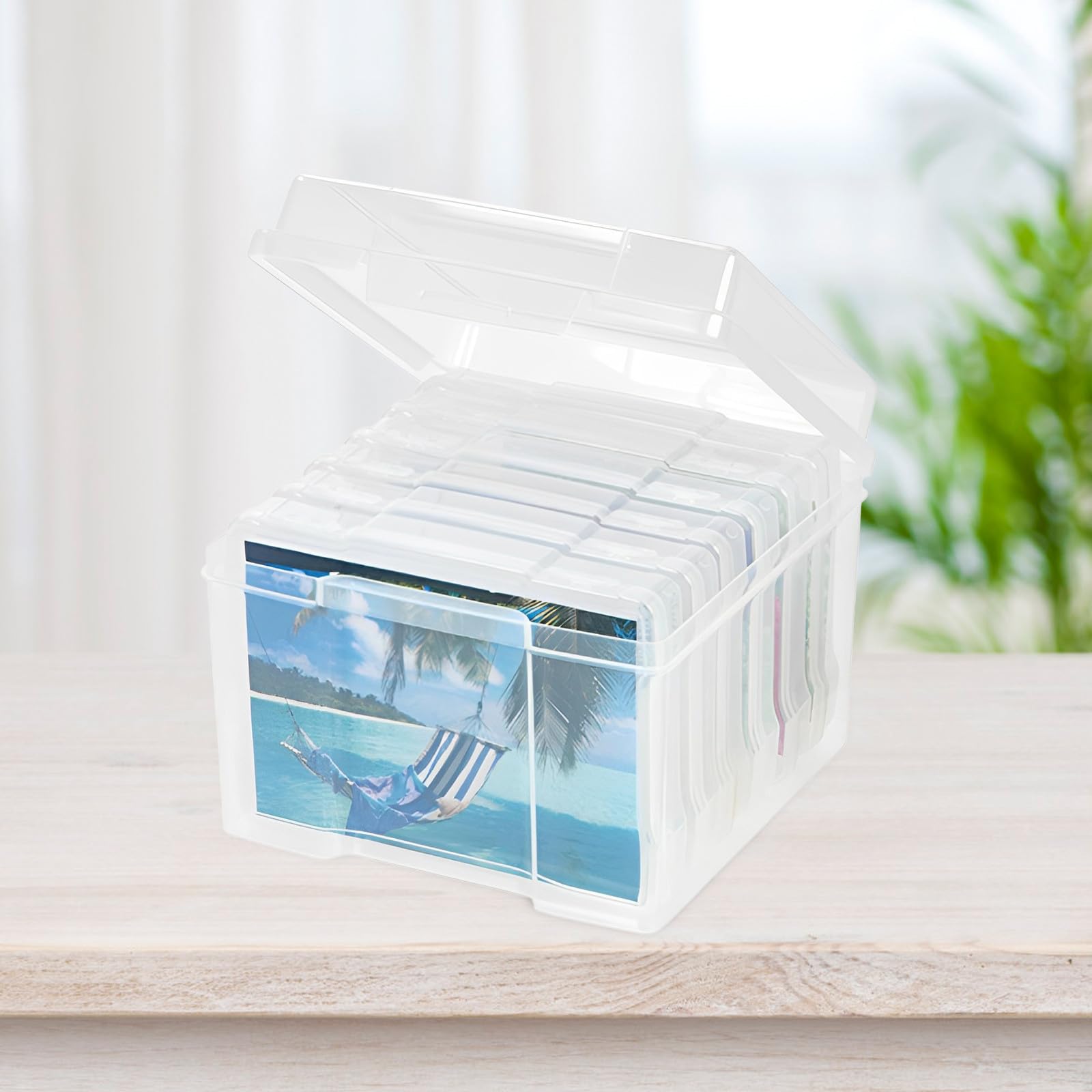 Caja de Almacenamiento de Tarjetas de Plástico Pp Tapa Transparente 6 Piezas para Organizar Fotos y Evitar Daños para Adecuado para Escritorio y Manualidades