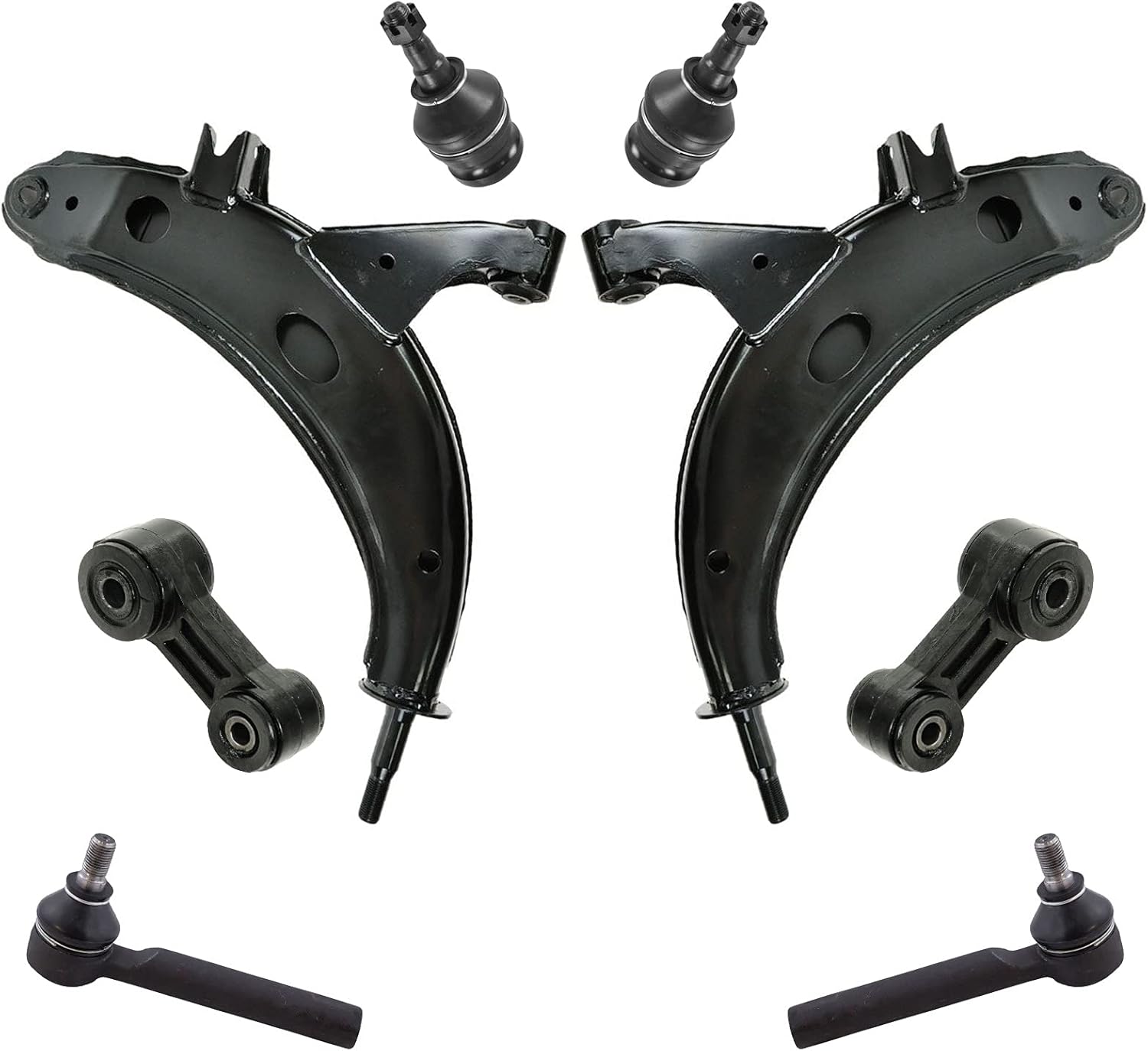 TRQ Front Steering & Suspension Kit Ball Joint Control Arm Sway Bar Stabilizer Link Tie Rod Compatible with Subaru