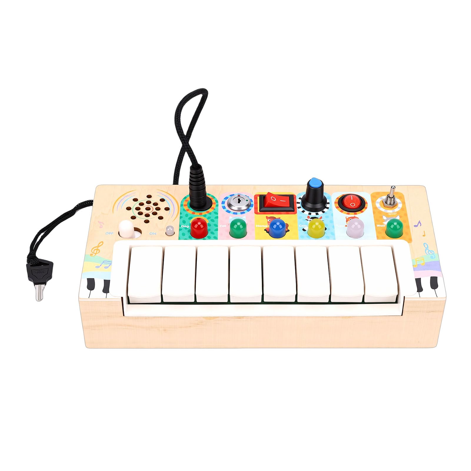 Piano para Niños Pequeños, 37 Teclas, Interruptores Funcionales, Piano de Juguete Electrónico, de Juguete para Bebés con Material de Madera y Sonido Realista para el Aprendizaje de Música