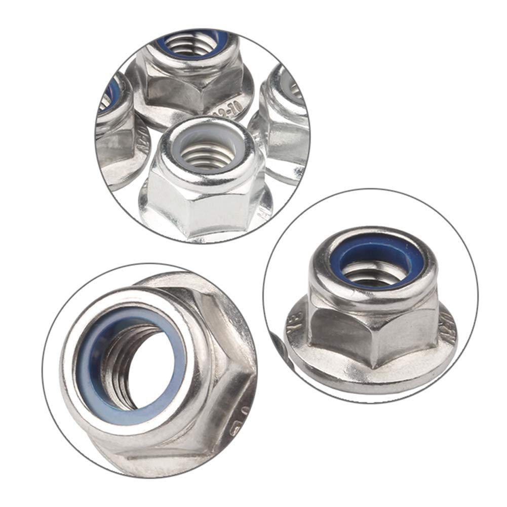 Chiodi Viti Dado Flangiato - Dado Esagonale Flangia Acciaio Inox 304 Nylon Autobloccante Dado con Rondella M4 M5 M6 M8 M10 M12