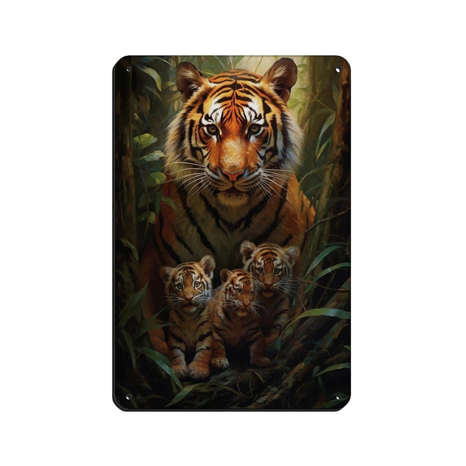 Lxwnze 20L X 30W Cm Tiger Mama（3） Tin Sign Vintage Metal Pub Club Cafe Bar Home Wall Art Decoration Poster Retro 8X12inch(20X30cm)