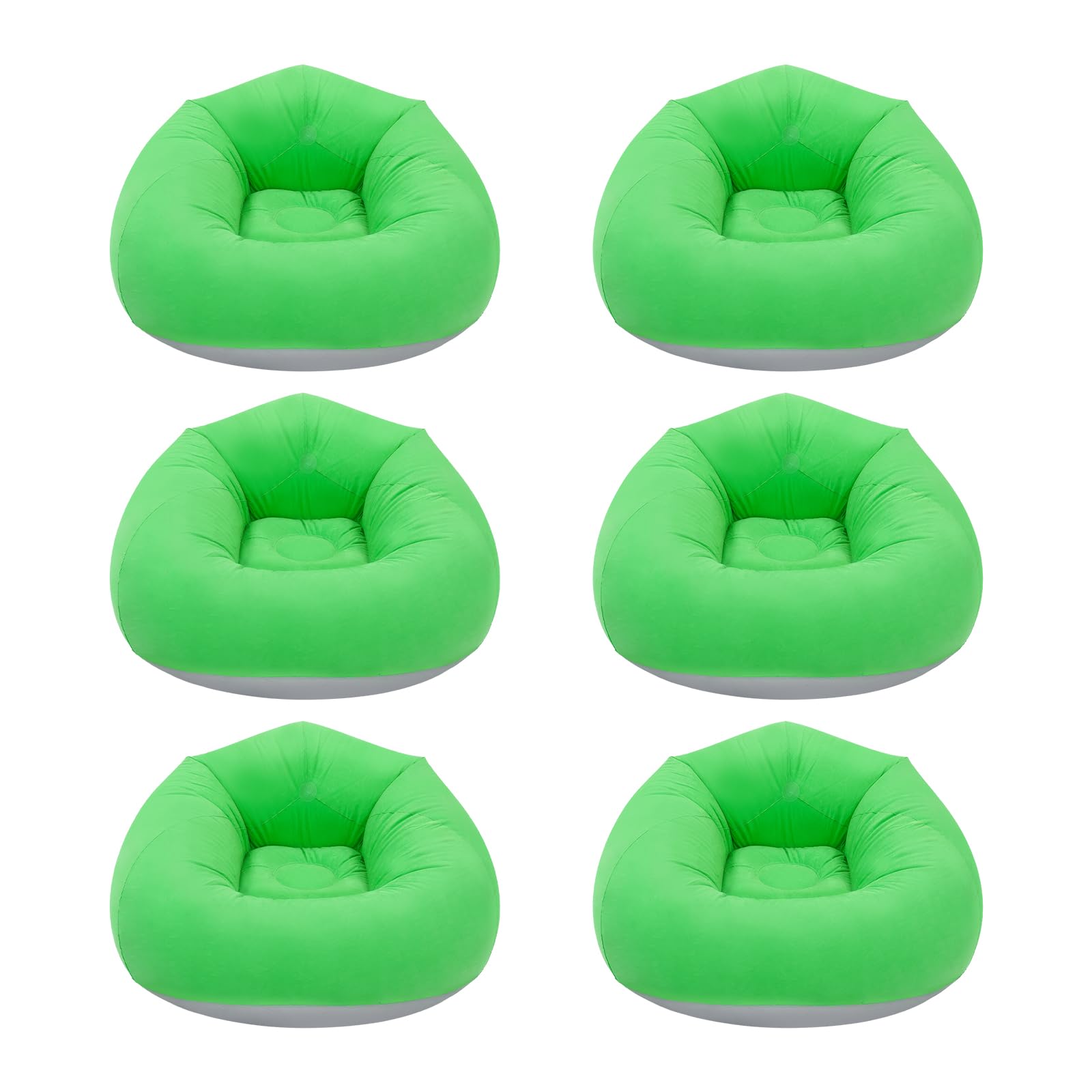 6 Pcs Inflatable Bean Bag Chairs with Foot Air Pump Outdoor Blow up Couch Folding Portable Inflatable Couch for Camping Movie Night, Lazy Sofa Chair (Green X 6)