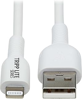 Tripp Lite Safe-IT USB-A to Lightning Charge Cable for iPhone & iPad, Male-to-Male Cable, MFi Certified, White, 9.8 Feet / 3 Meters, 2-Year Warranty (M100AB-03M-WH)