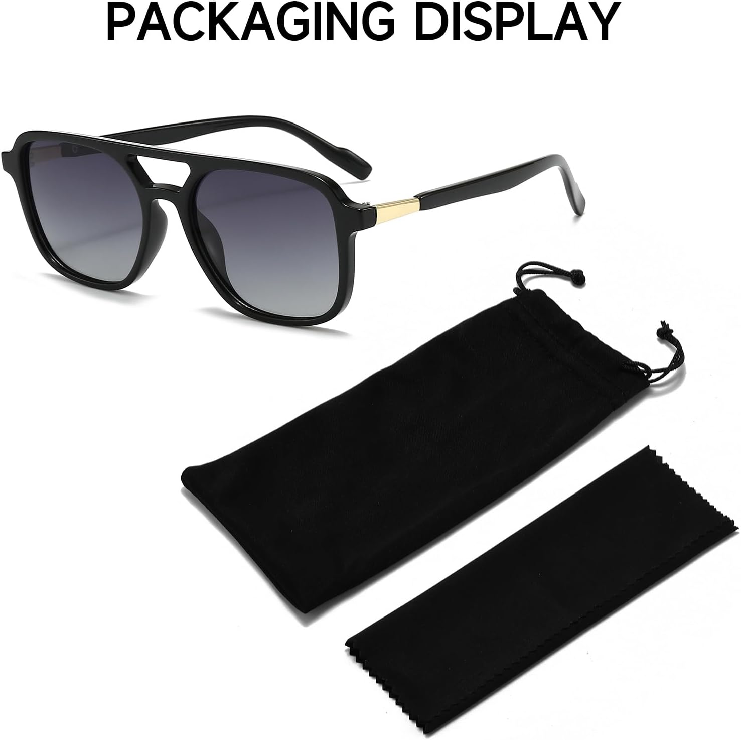 Retro Aviator Sunglasses for Women Men, Trendy Rectangle Womens Mens Shades Sun Glasses, beach vacation essentials - Image 3