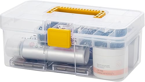 Miniatura 8 de Caja de almacenamiento portátil de plástico transparente con divisores ajustables, organizador de suministros de arte, caja multiusos para el hogar