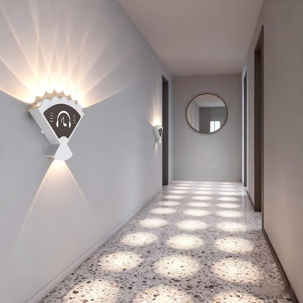 LED Aplique Interior/Exterior IP65 Lámpara de pared Impermeable 12W 3000K Up-Down Ambiente Iluminación Indirecta Blanco Aluminio Lámpara para dormitorio Baño Pasillo (C)