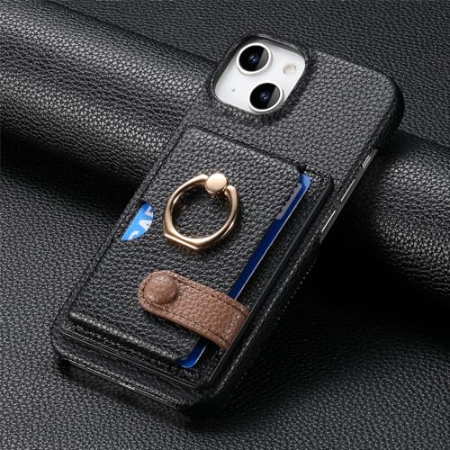 Étui en cuir LVTFCO haut de gamme pour iPhone 14 Pro finition antichoc couleur noire