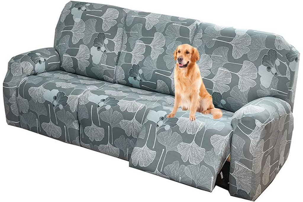 1/2/3 Seater Recliner Sofa Seat Covers Fabric Stretchy 4/6/8-Pieces Couch Slipcover Armchair Cover Non-Slip Furniture Protector, Elastic Spandex Soft Recliner Chair Protectors with Side Pocket ( Color