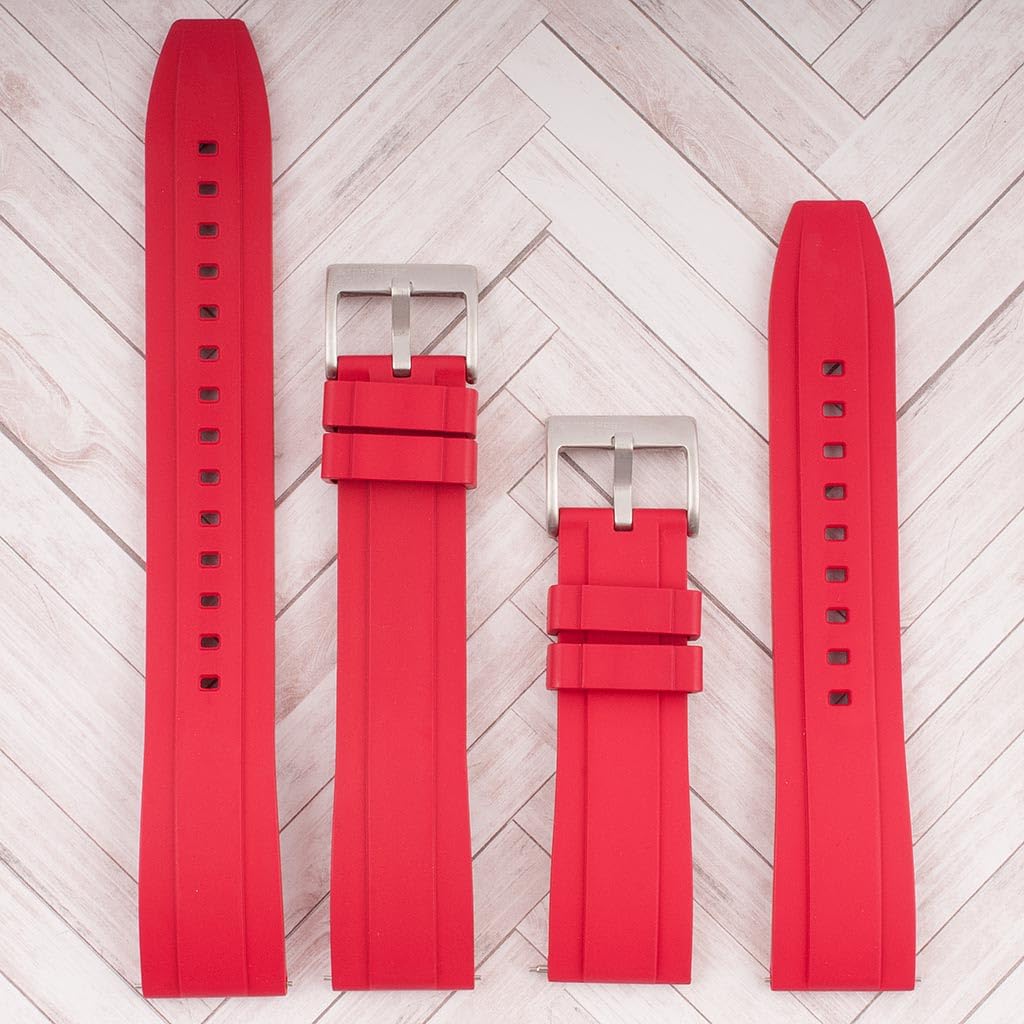 StrapHabit Bracelet de montre extra long pour grands poignets – Bracelet en caoutchouc à dégagement rapide FKM 20 mm 22 mm