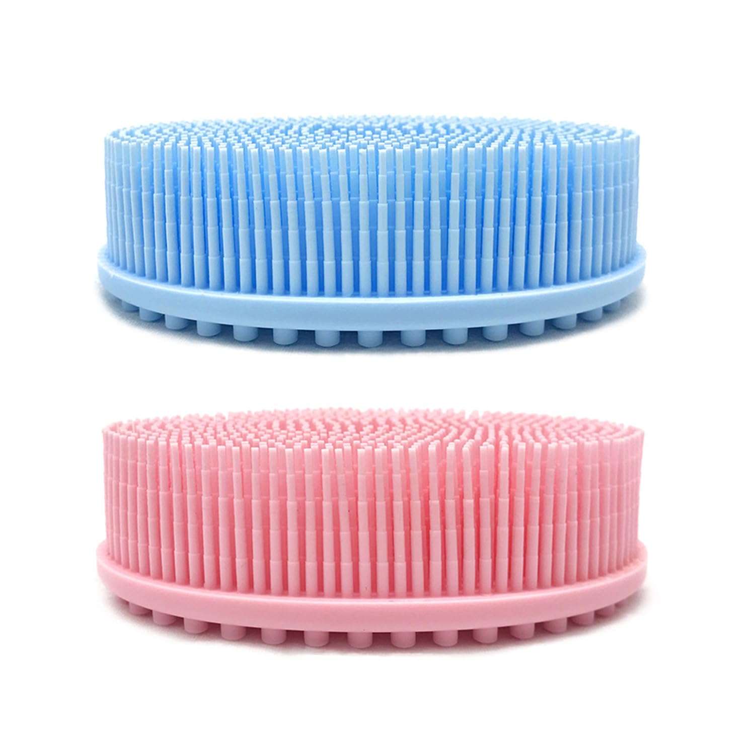 SYEYCW 2 Piezas Cepillo Corporal Silicona, Suave Exfoliación Cepillo Cuerpo, Limpieza Profunda Cepillo de Ducha, Cepillo de Ducha de Dos Caras Piel Sensible, para Hombres, Mujeres, Bebé (Azul y Rosa)