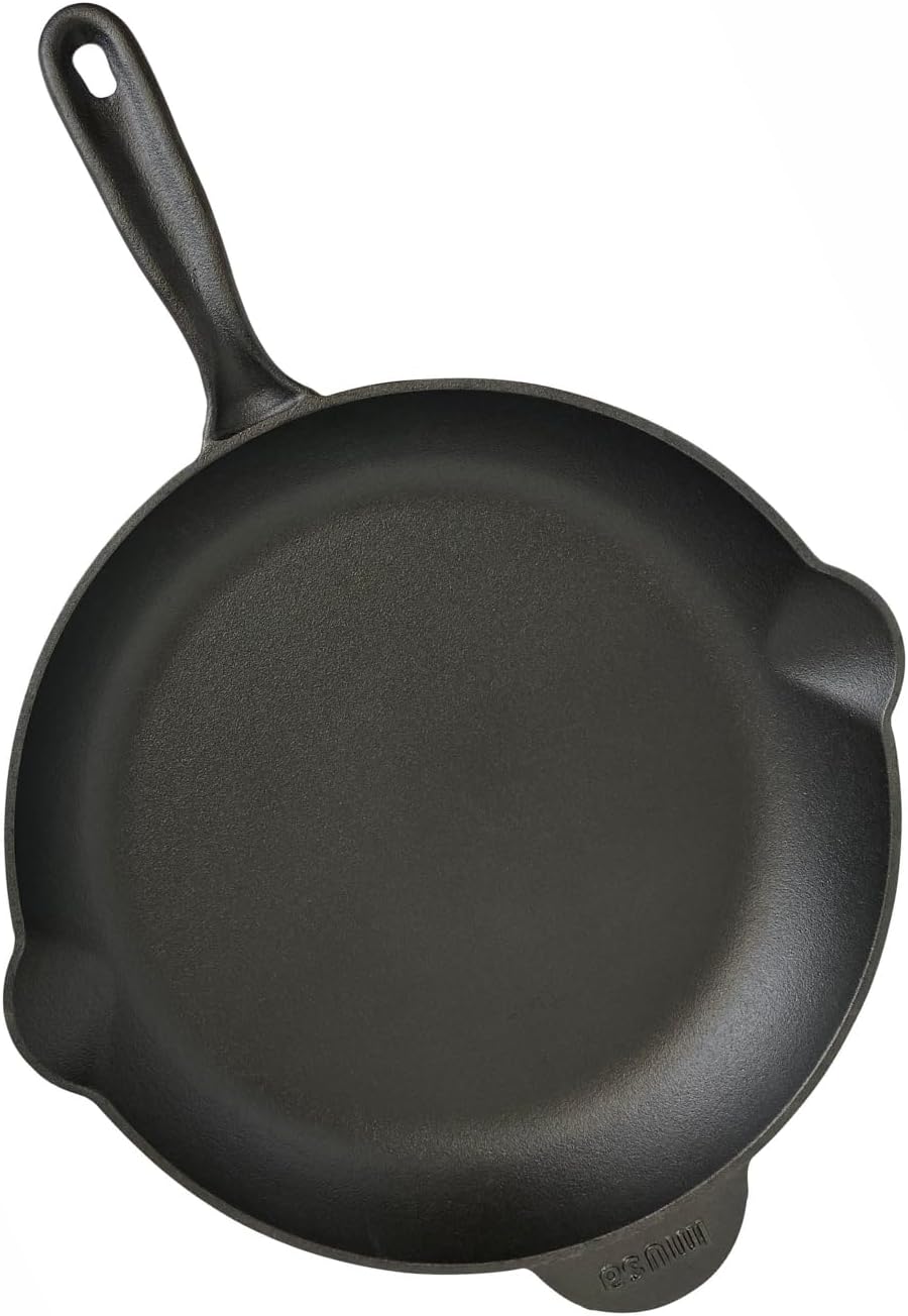 IMUSA 12 Inch Cast Iron Preseasoned Skillet with Helper Handle