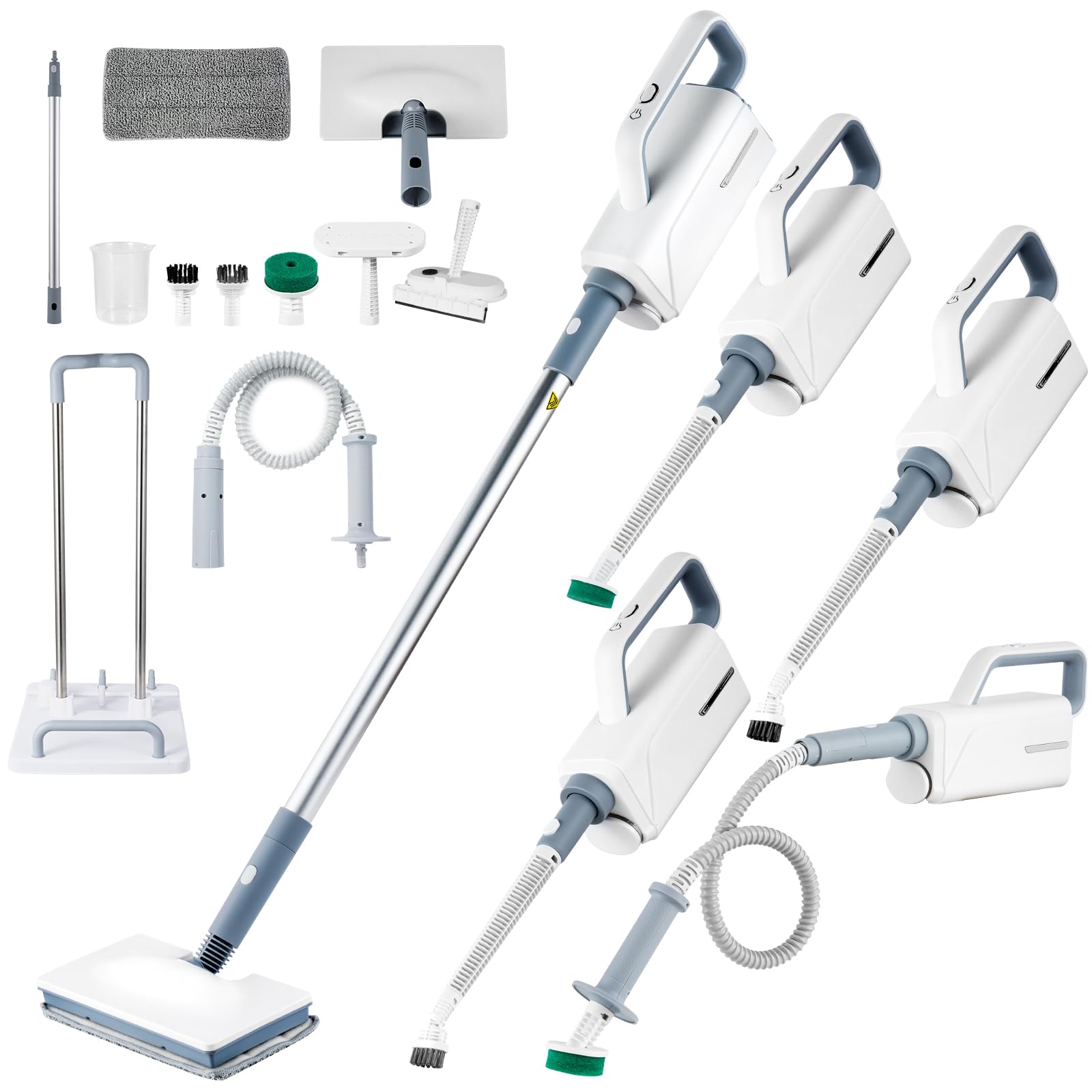 Pulitore a vapore Upright con pulitore a vapore a mano rimovibile, multifunzione, con accessori e 2 tamponi, potente scopa a vapore per pavimenti, parquet, piastrelle, fughe, bagno e cucina