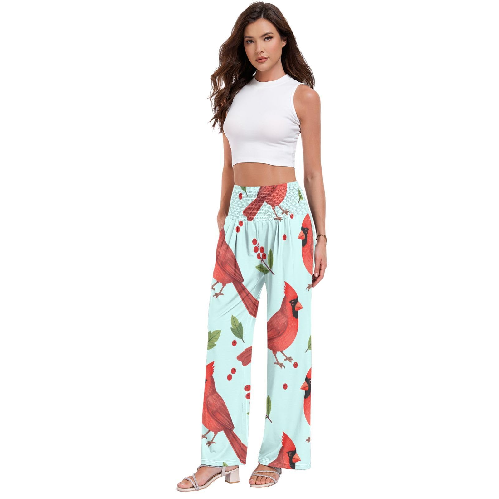 Red Plumage - Pantalones de yoga para mujer, resistentes a las arrugas, pantalones casuales de viaje