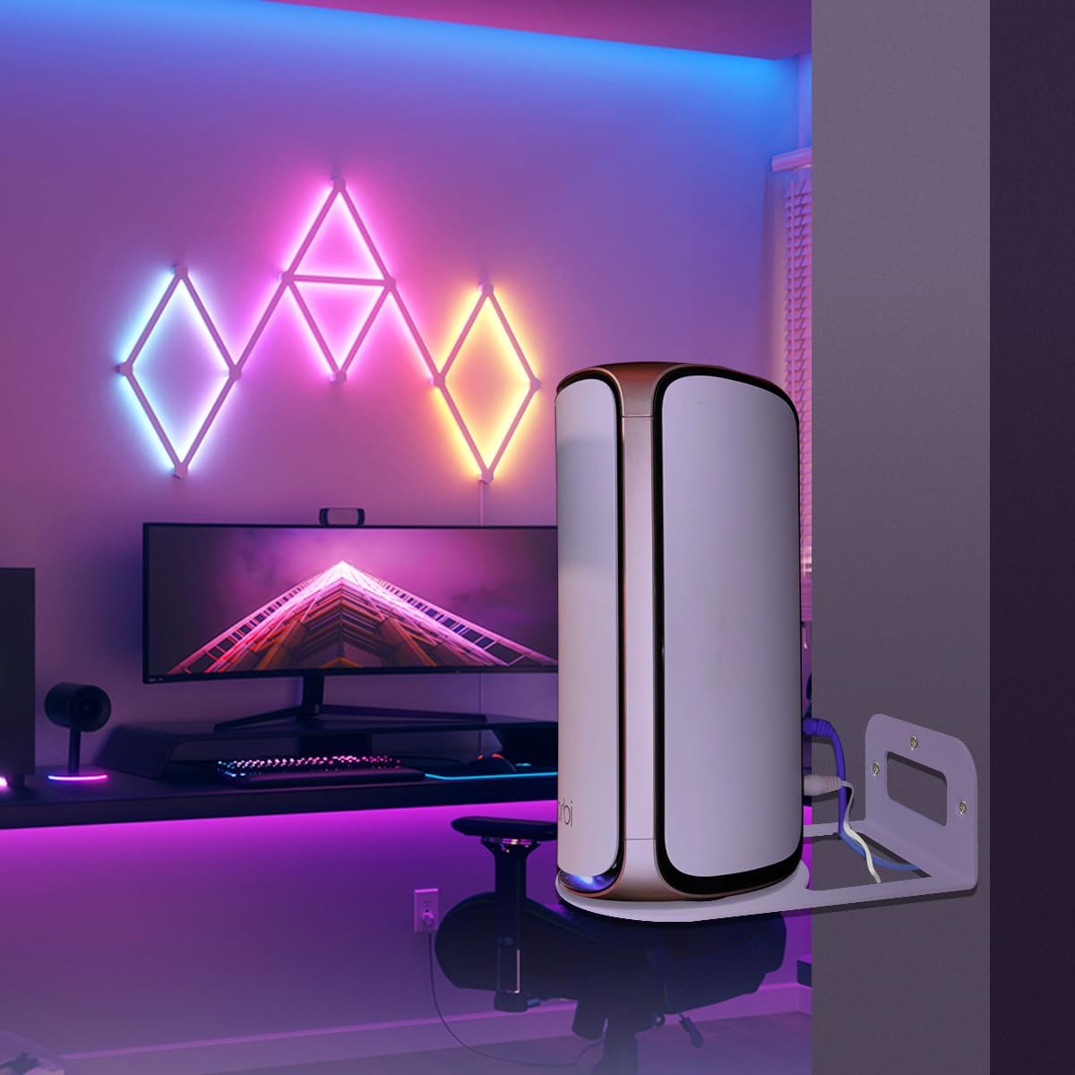 Orbi WiFi 7 Wall Mount Kit, Wall Mount Bracket Sturdy Metal Made Compatible with Orbi WiFi 7 Models RBE970, RBE7070 (RBE772, RBE773), RBE972S and RBE973S Come with Cable Organizer Bracket (1 Pack)