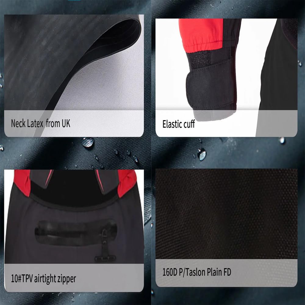 Suche Skafandry Męskie Do Kajakarstwa,Rozmiar S-3xl,Trójwarstwowy,Wodoodporny Suchy Skafander,Lateksowe Uszczelki Na Szyi I Nadgarstkach,Do Wiosłowania/Pływania Łódką/Kajakarstwa A-M