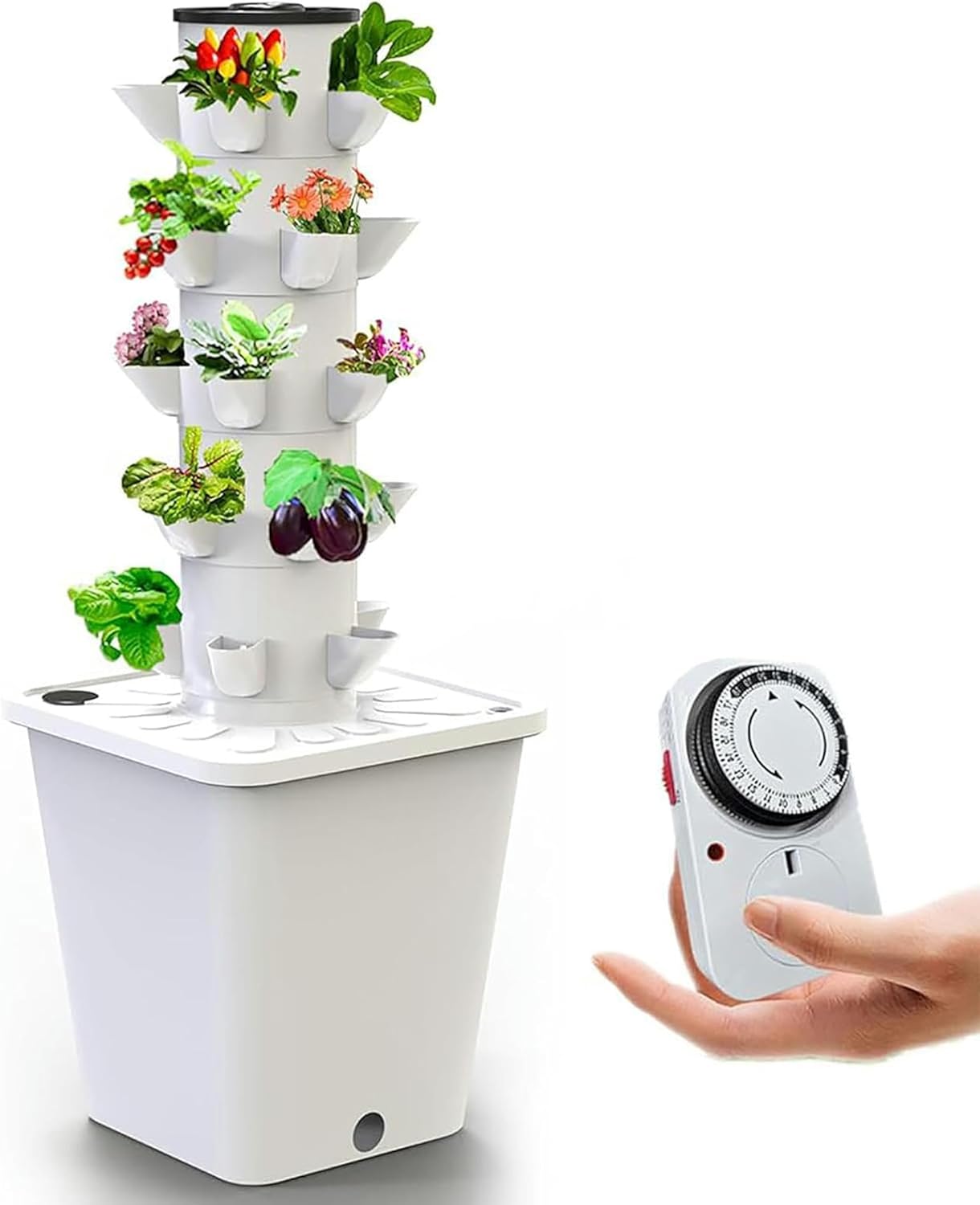 Hydroponic Cultivation System, 30 Capsules, Vertical Garden Pot, Hydroponic Tower, Interior Smart Garden Kit, Airplane Crop Kit with Hydroh