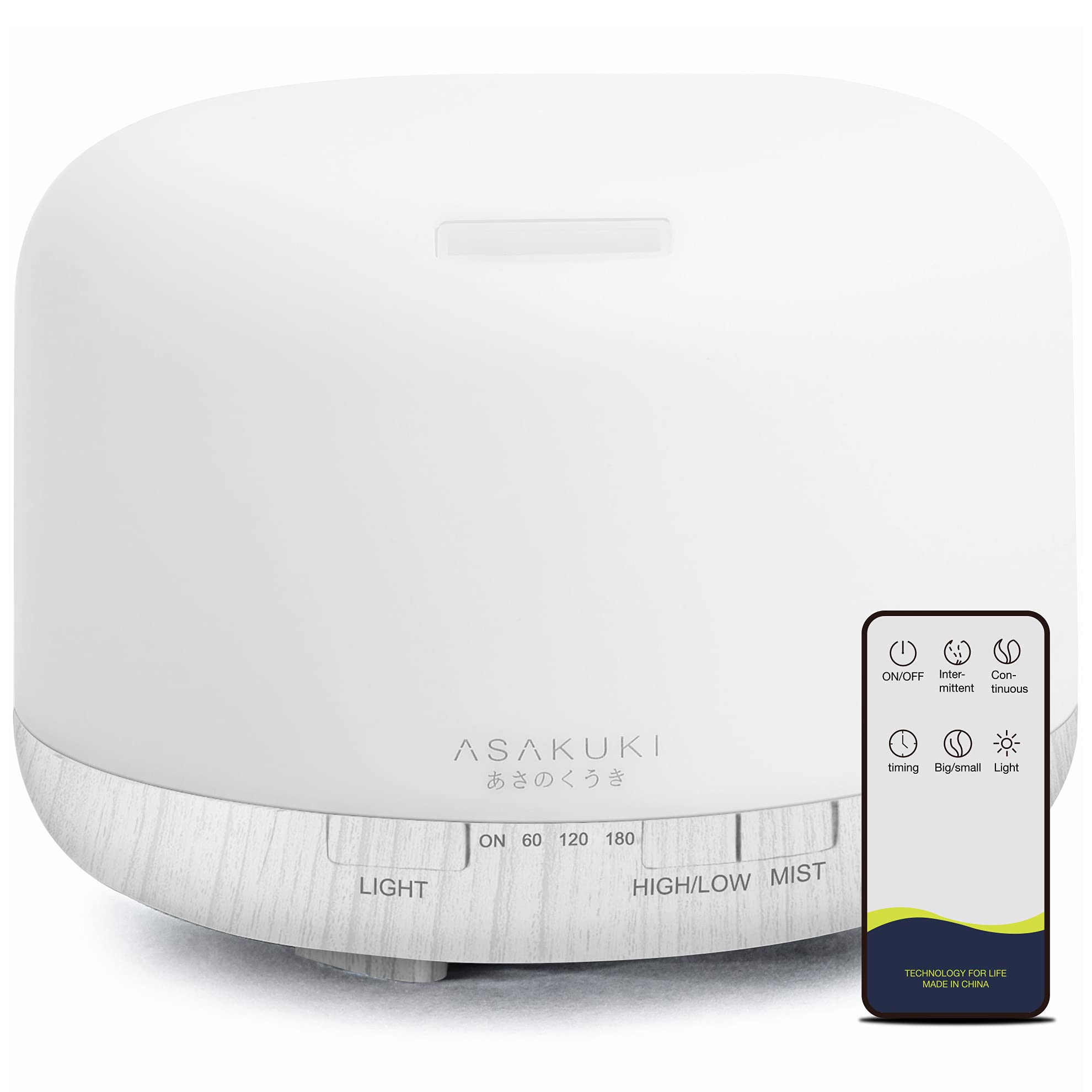 ASAKUKI 500ml Premium, Essential Oil Diffuser with Remote Control, 5 in 1 Ultrasonic Aromatherapy Fragrant Oil Humidifier Vaporizer, Timer and Auto-Off Safety Switch