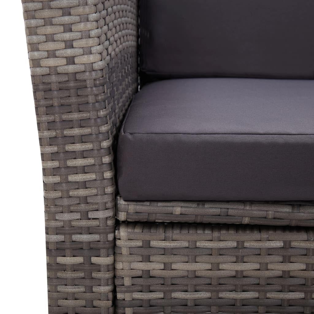 vidaXL Gartenmöbel 4-TLG. mit Auflagen Lounge Sofa Sitzgruppe Sitzgarnitur Gartenset Sessel Tisch Gartensofa Gartenbank Poly Rattan Grau