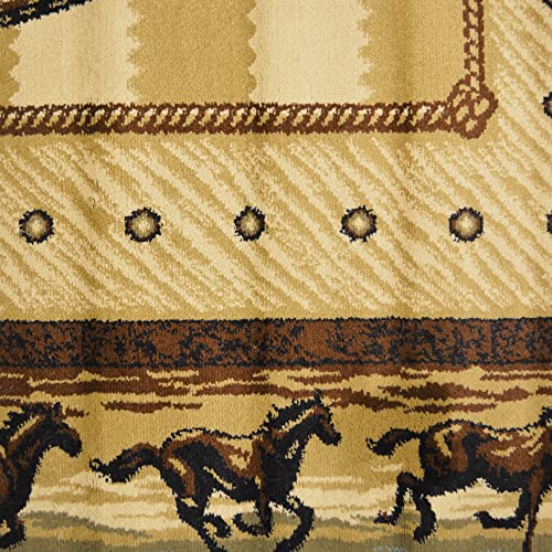 Western Horse Beige 2X3 Area Rug, 2'2X3'3 #TOP3