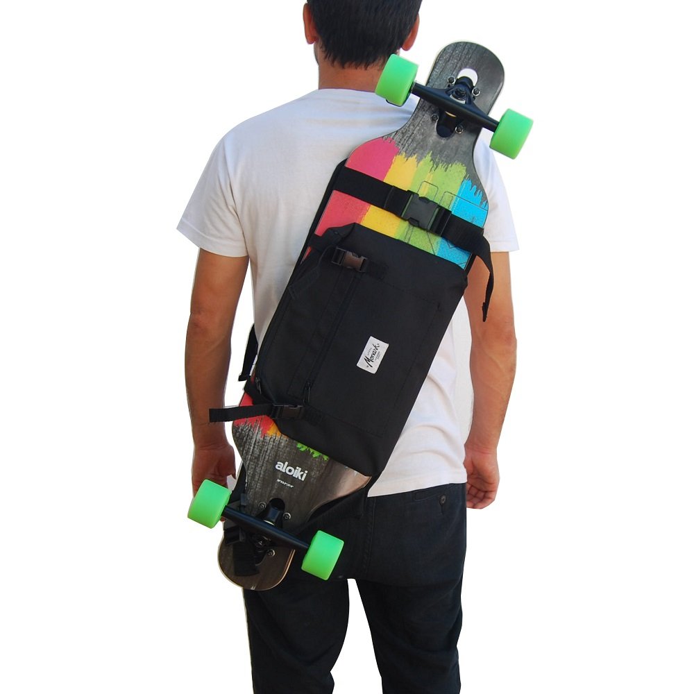 Sac à Dos pour Donner Le Longboard, Surf Skate ou Skateboard Complet, idée de Cadeau Saint Valentin. Couleur Noir