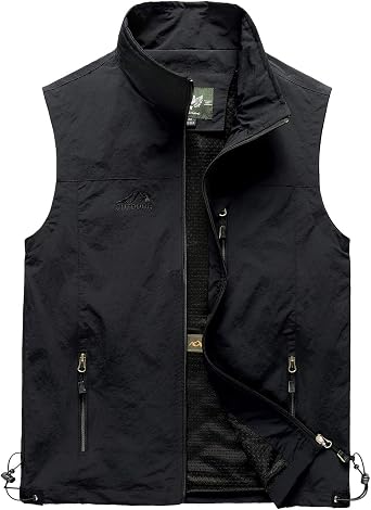 Hixiaohe Mens Lightweight Vest Outerwear Casual Summer Outdoor Travel Vest for Hiking Fishing Golf Photo Work with Pockets