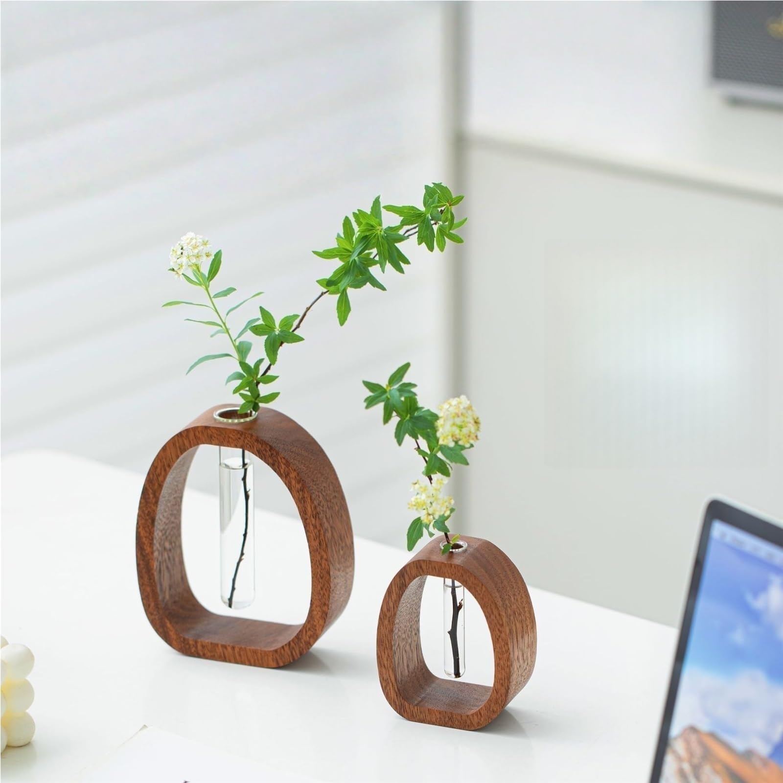 Vase à fleurs en bois pour décoration de table de salon moderne