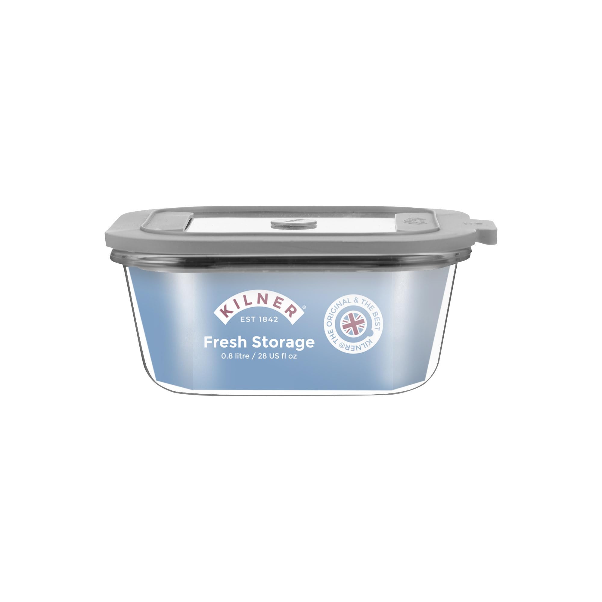 Kilner Fresh Storage 0.8 Litre Airtight Glass Container Durable Leakproof Lid with Vacuum Seal for Food Storage Leftovers Snacks Meal Prep Batch Cooking