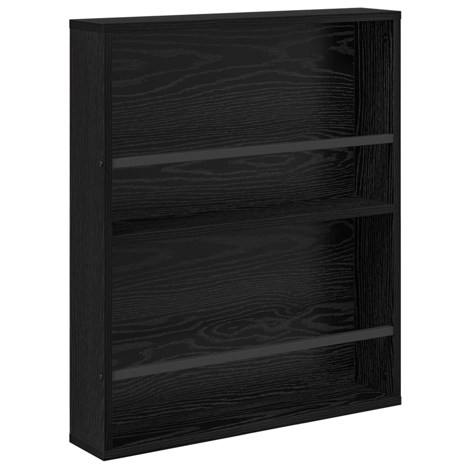 Générique Czarny dębowy stojak na czasopisma ścienny 60 x 12 x 70 cm, regulowany regał na czasopisma, nowoczesny organizer do salonu lub biura, minimalistyczny design z drewna inżynierskiego