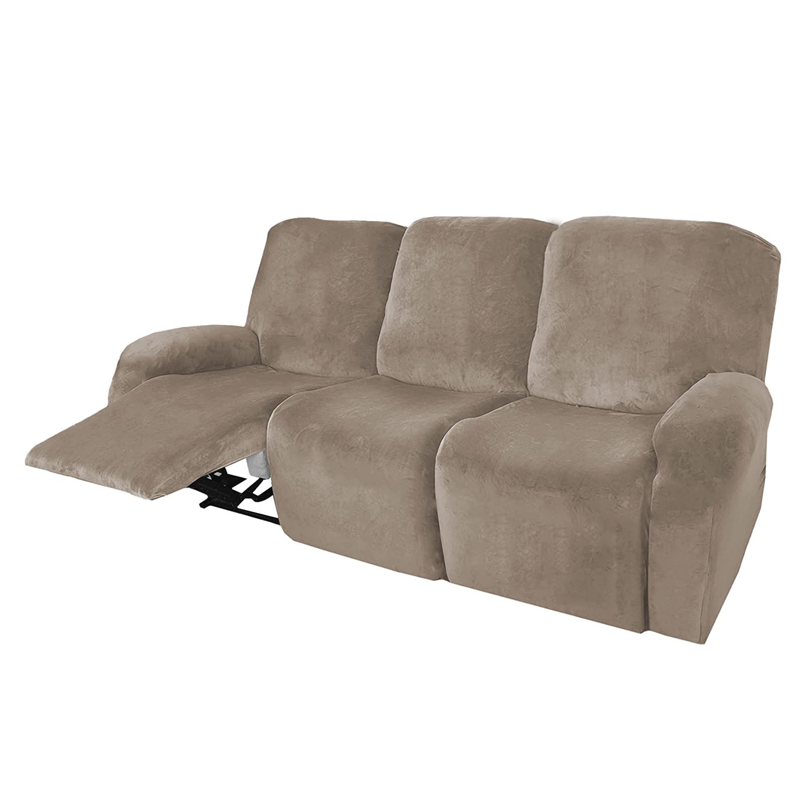 Housse de canapé inclinable en velours premium marron pour un salon chic 3 places