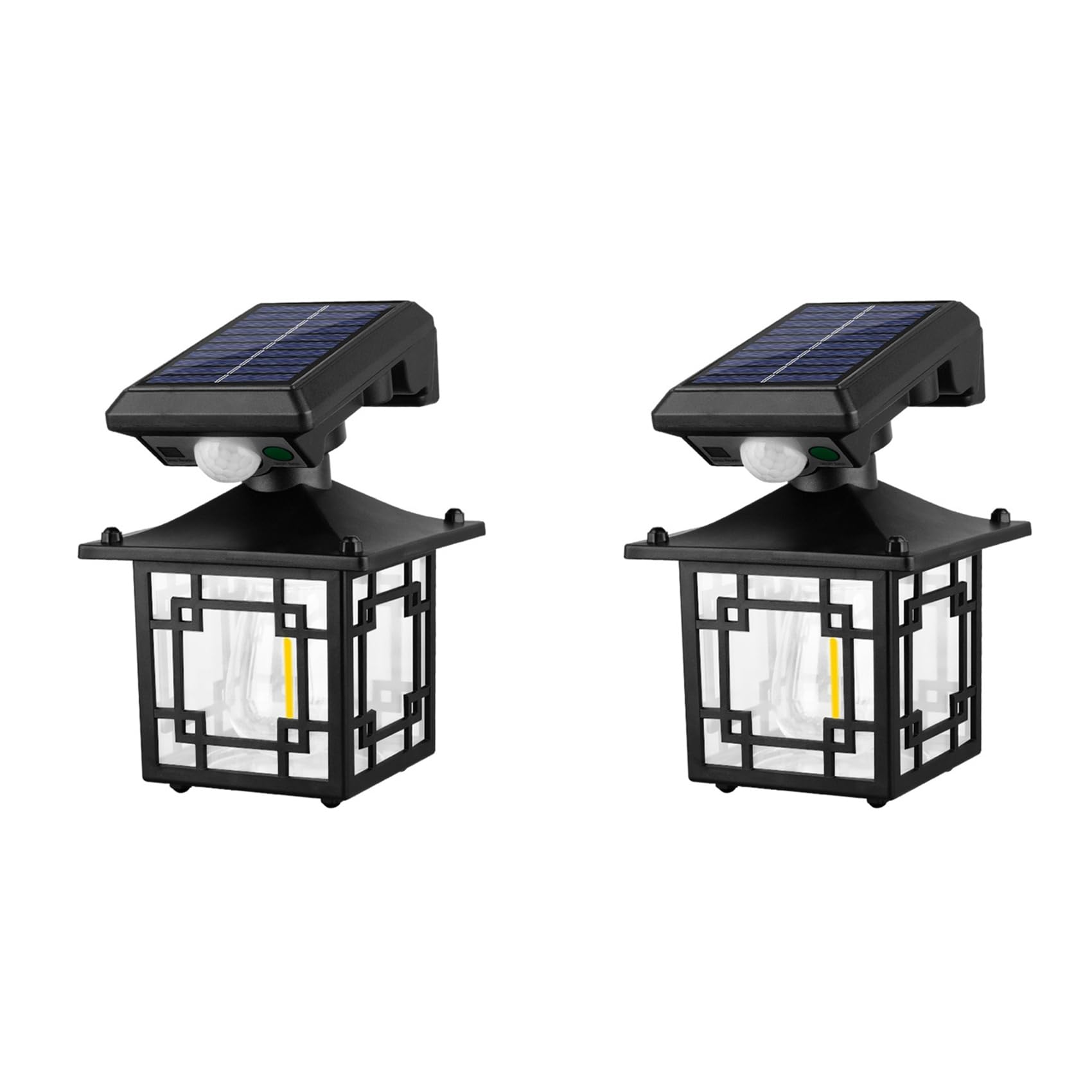 Vjsujehgy 2X Solar Wall Lanterns Outdoor Waterproof 200LM Motion Sensor Wall Lights Fence Light with 3 Modes Exterior Wall Sconces