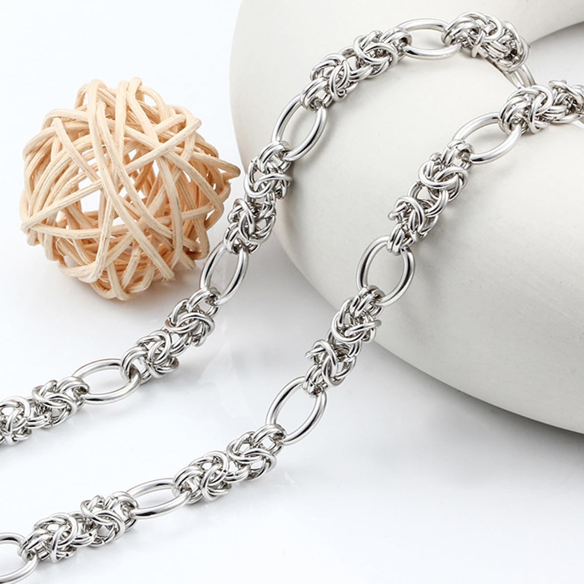 Stainless Steel Interlocking Oval Chain Necklace Knot Style Hip Hop Thick Chunky Jewelry for Men Women - Image 3