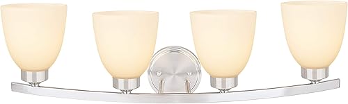 Miniatura 2 de Aspen Creative 62205-1, Lámpara de pared de metal con cuatro luces, 28-34 pulgadas de ancho, diseño de transición en níquel satinado, 4