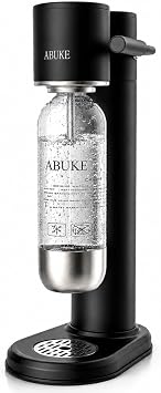 Aluminum Sparkling Water Maker with Lever Handle, Metal Body & Nozzle, Compatible with Threaded CO2 Cylinders, Automatic Pressure Release, BPA-Free PET Bottle,