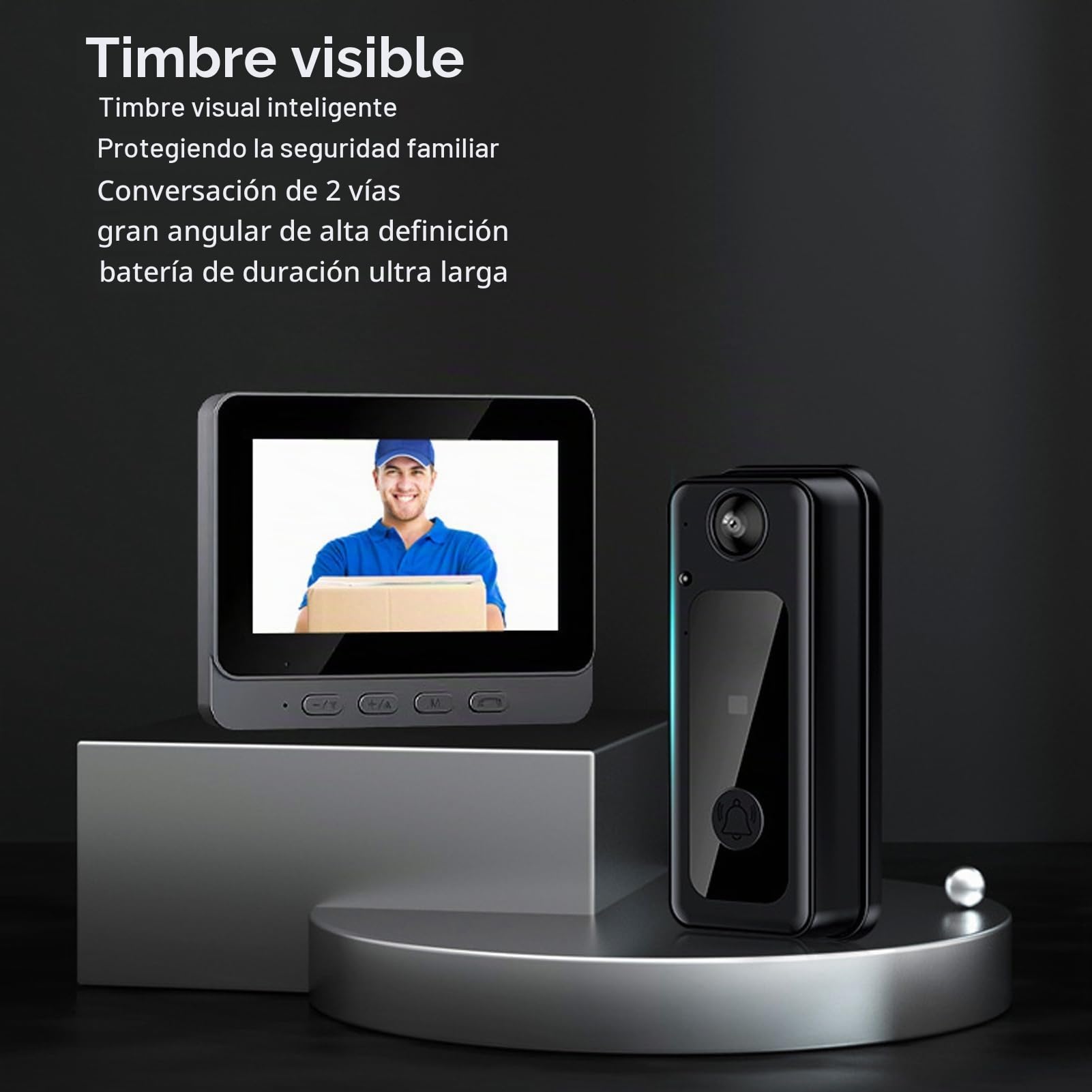 Asixxsix Cámara Timbre Inalámbrica, 8MP Smart WiFi Video Timbre con Monitor, WiFi Videoportero, Visión Nocturna, Videollamadas Remotas, Alimentación por Batería