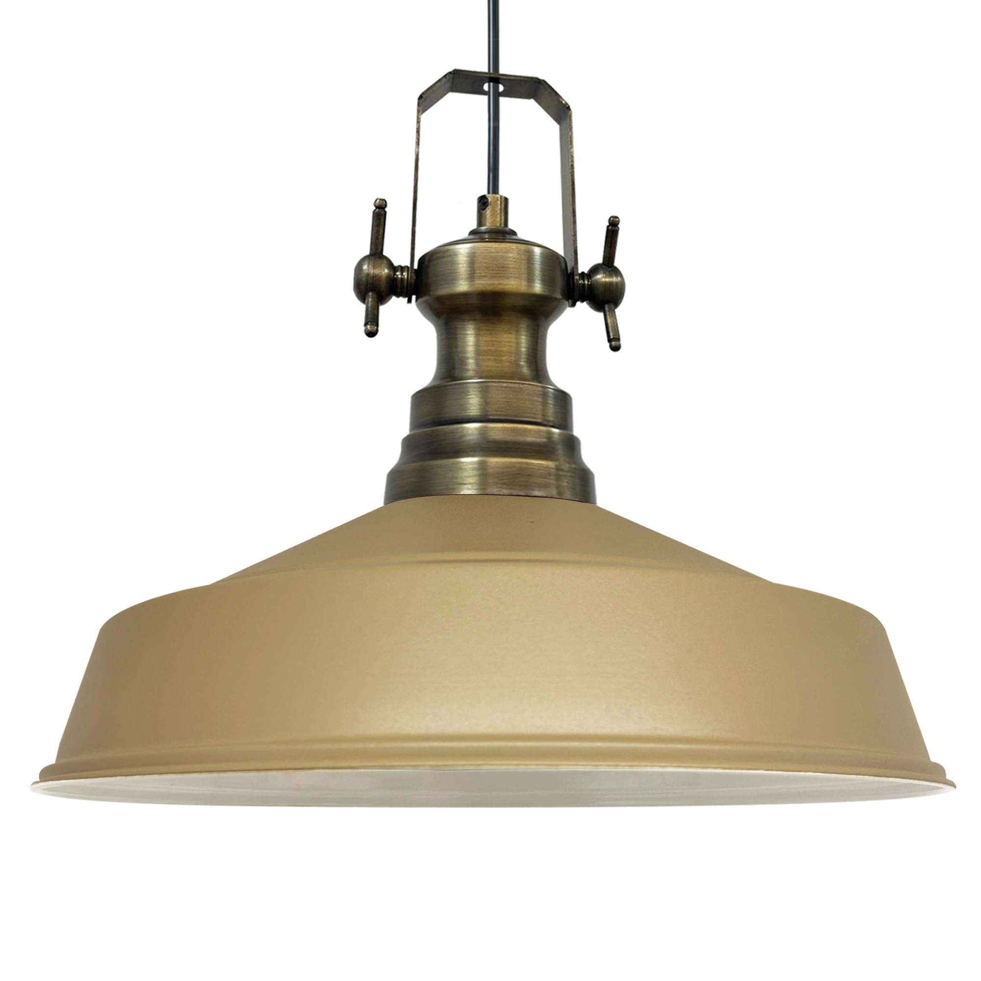 bamyum Asletl Hanging Lamp Industrial Pendant Light, 40 cm Lamp Shades, Modern Metal Kitchen Island Lights, E27 Pendant Lamp for Living Room and Dining Room, Beige Pendant Light — image 1