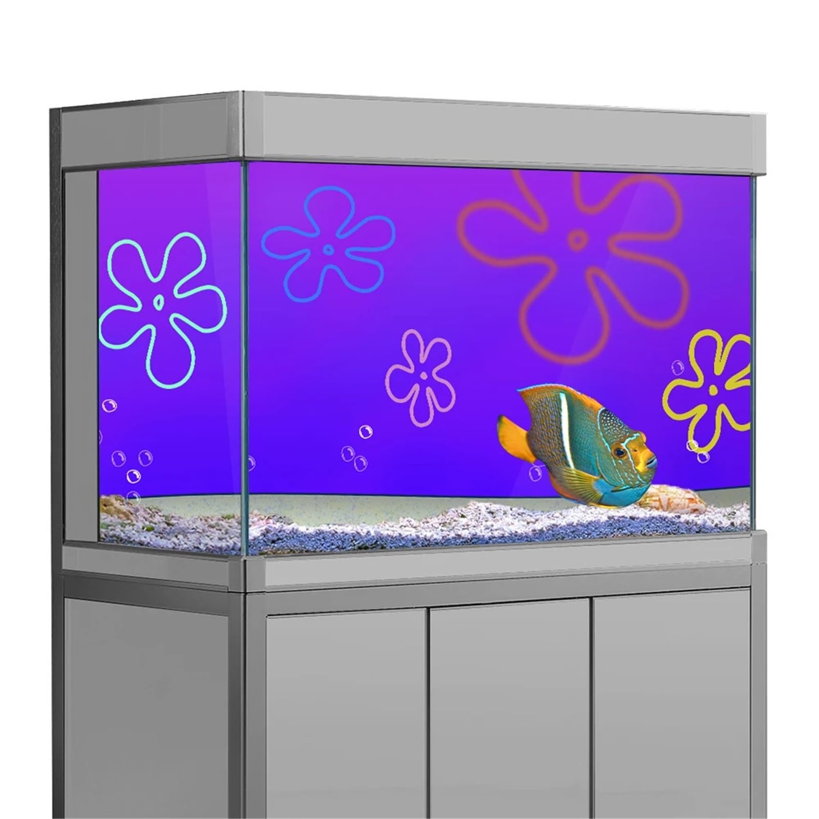 OJEVMLFVQ Aquarium Background Cartoon Aquarium Background Sticker (41x31cm) Printing Wallpaper Fish Tank PVC(White)