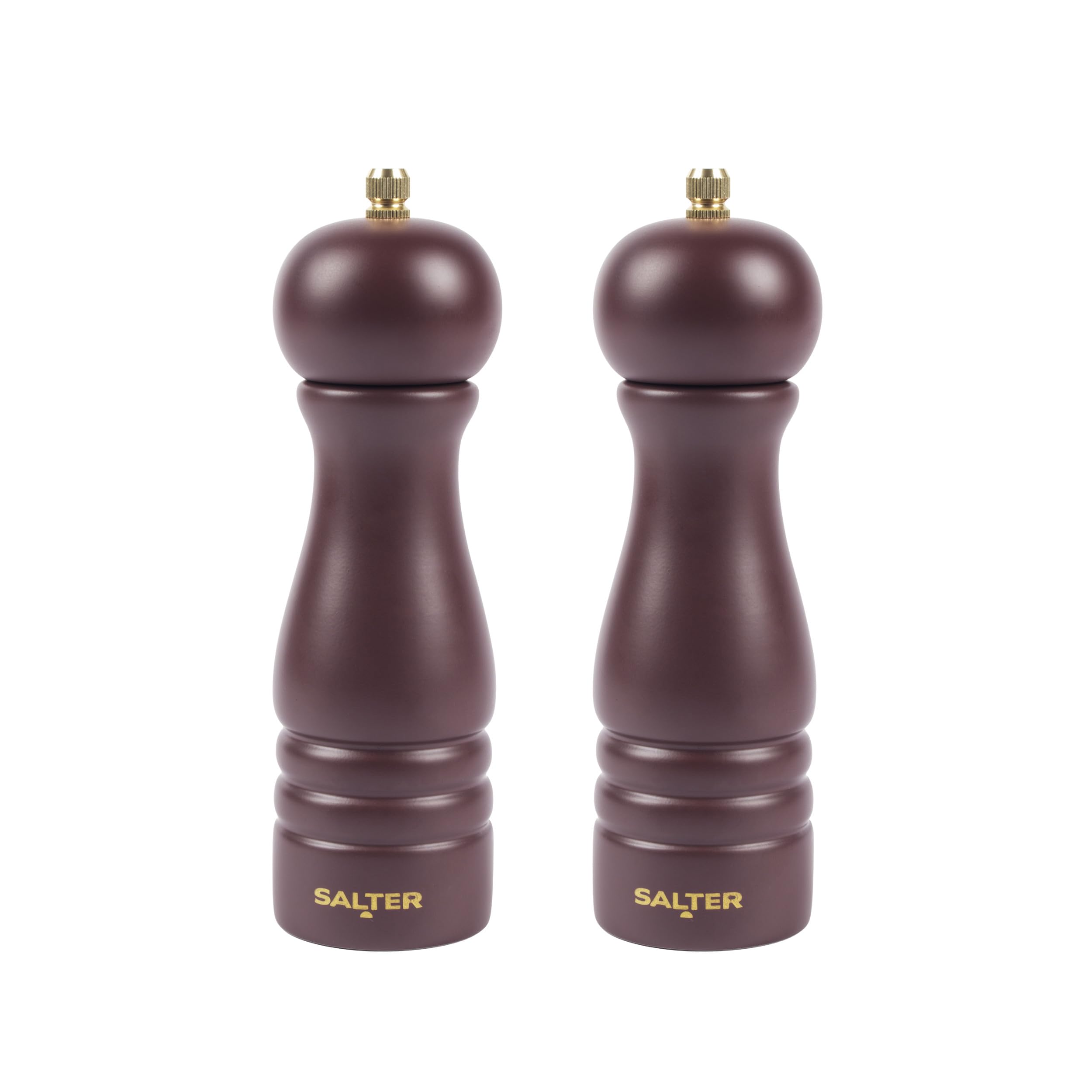 Salter Olea Salt & Pepper Grinder 2-Pack – FSC®-Certified Wooden Seasoning Mill, Adjustable Grind Coarse to Fine, Ceramic Mechanism, Manual Grinding for Salt Crystals or Whole Peppercorns, Mulberry