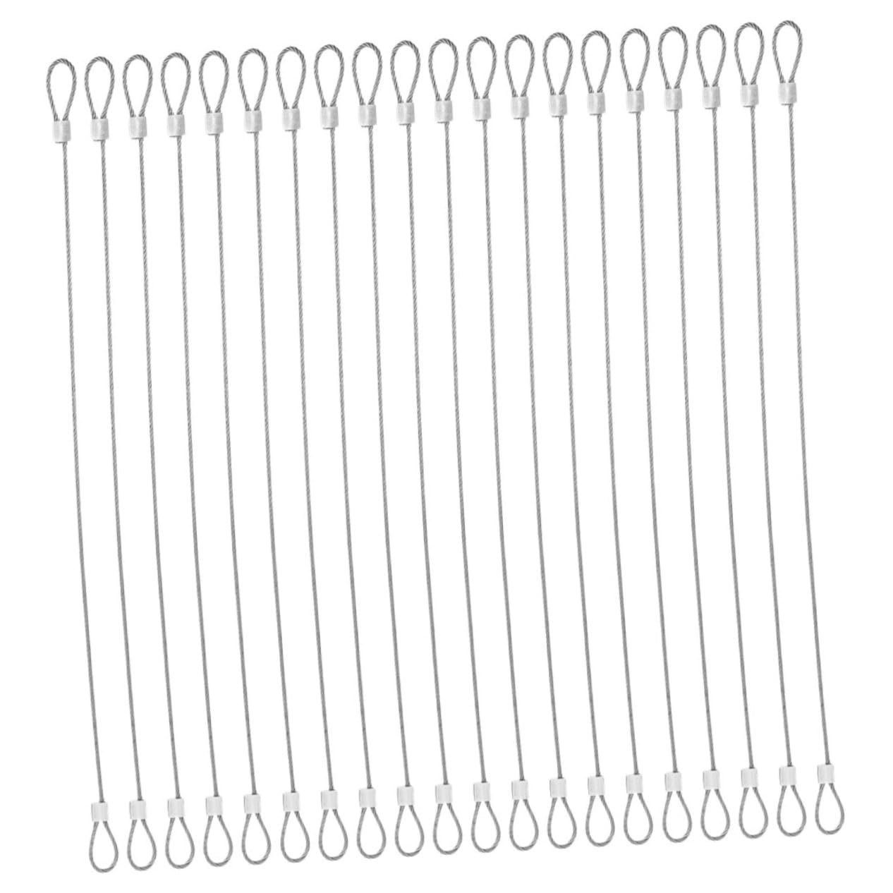 MUCKLILY 20pcs Stainless Steel Wire Rope Loops Safety Cable Steel Cable Security Rope Crimping Loop Sleeve