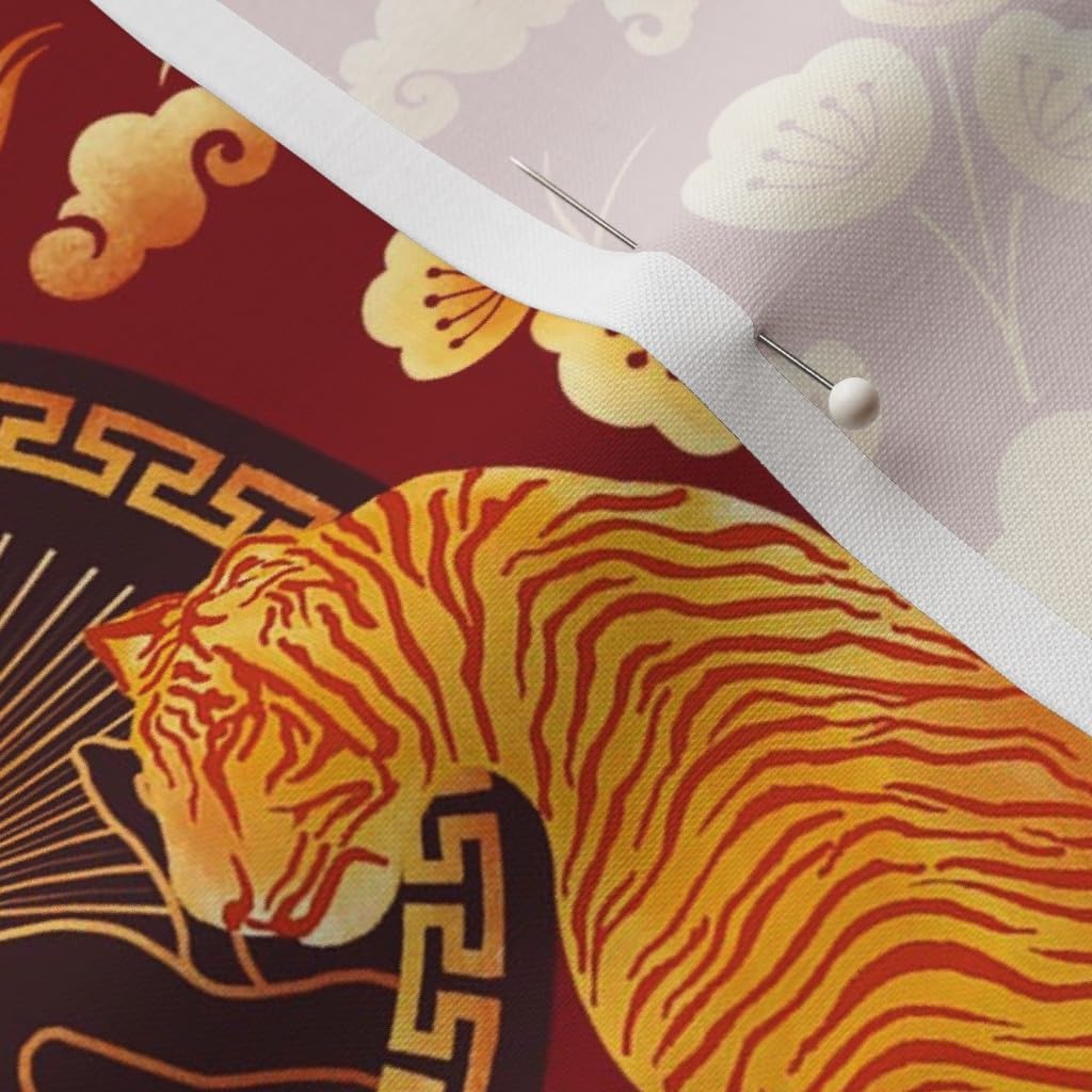 Spoonflower Fabric - Tiger 2022 Lunar Chinese New Year Oriental Red Printed on Petal Signature Cotton Fabric by The Yard - Sewing Quilting Apparel Crafts Decor