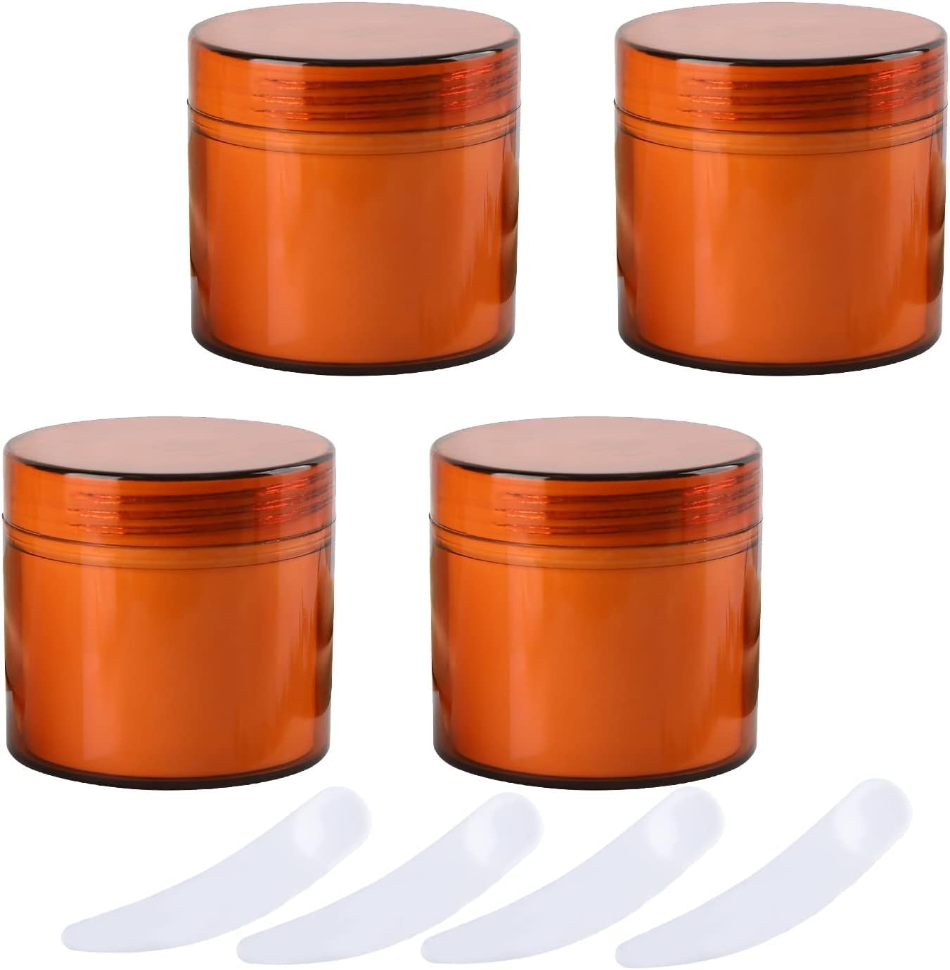 FLYIODFCXV cosmetic jar, Pack of 4, Empty White Plastic Cosmetic Jars with Screw Lid, Inner Liner(Brown)