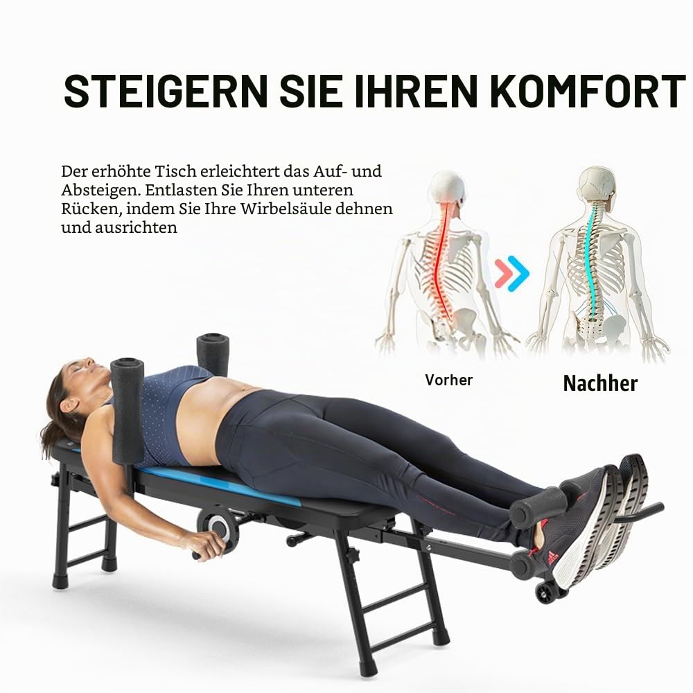 Exerpeutic Back Stretch Traction Inversions Tisch mit 136kg Gewichtskapazität, sehr Platz sparend