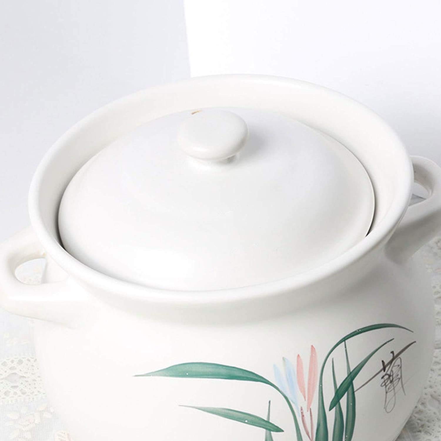 Natürlicher glasierter Tonkocher, runder Auflauf, hochwertige Keramik-Kochplatten-Topfschale, direkter Wärme-Earthenware-Nudelreis Bibimbap Bald TOFU-Suppenschüssel Tontopf (Size : 1.1L)