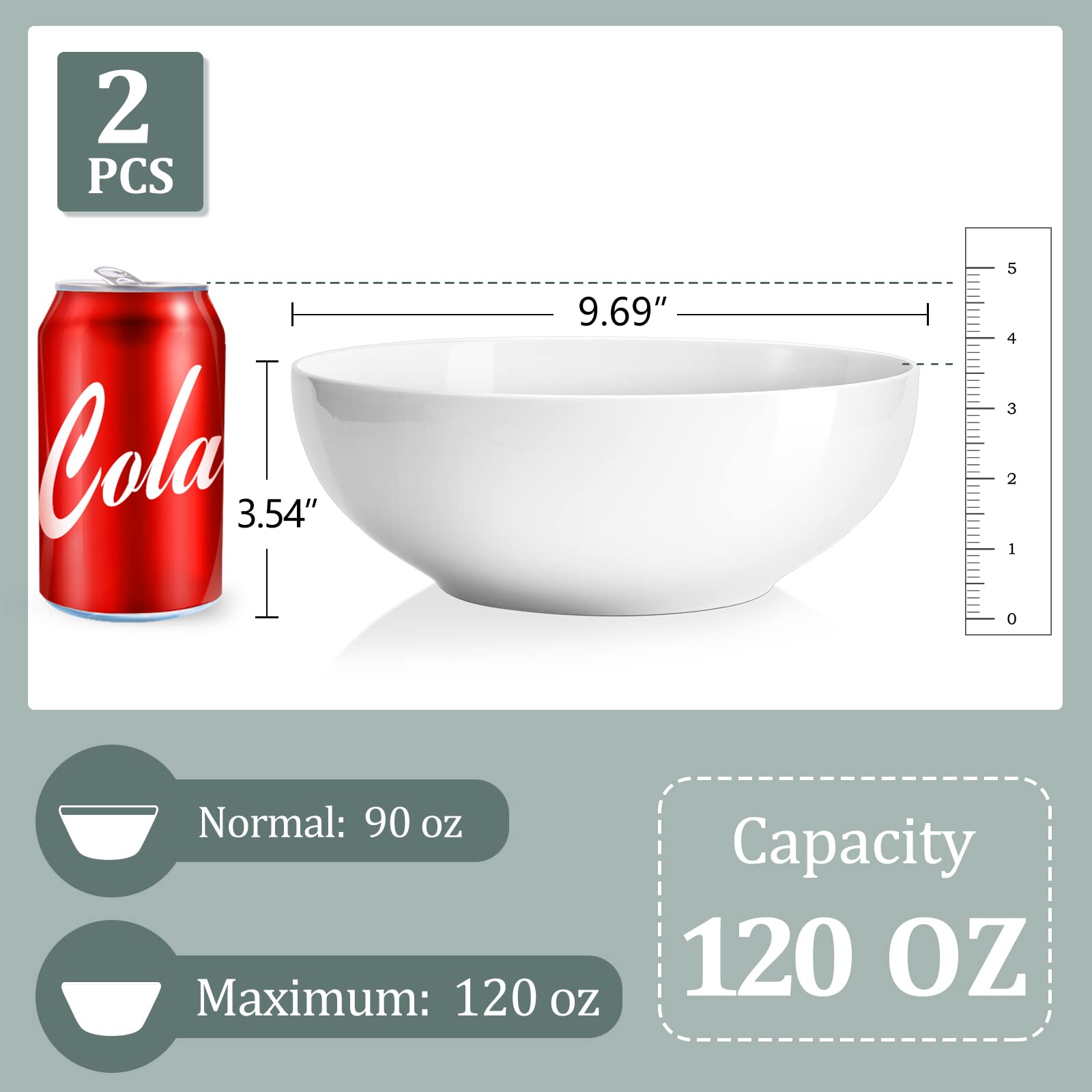 Yedio 10.2â€? Pasta Bowls, 90 Ounces Large Serving Bowls Set, Porcelain