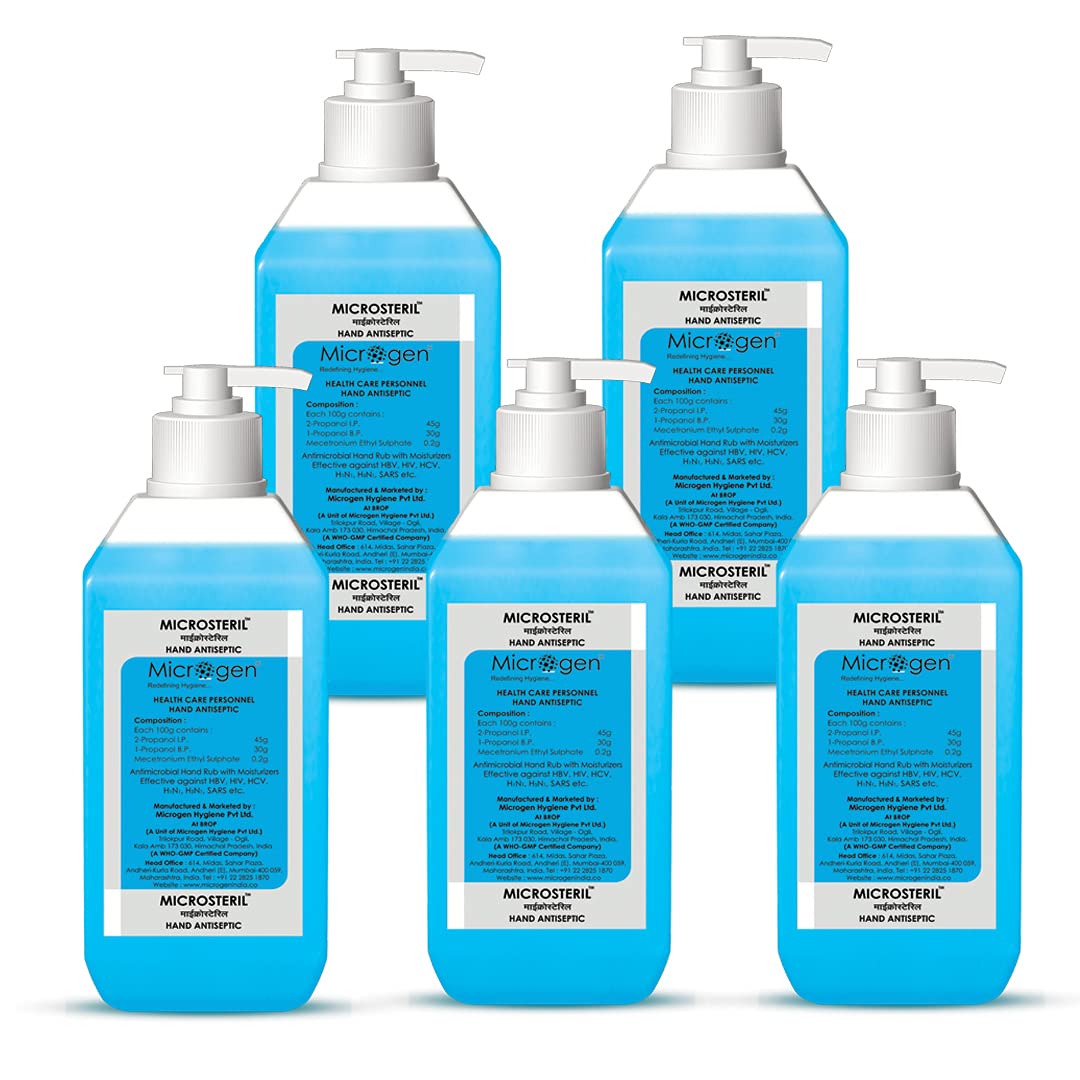 Microgen Microsteril Hand Rub 70% Isopropayl Base Hand Sanitizer each (500ml) | Pack of 5